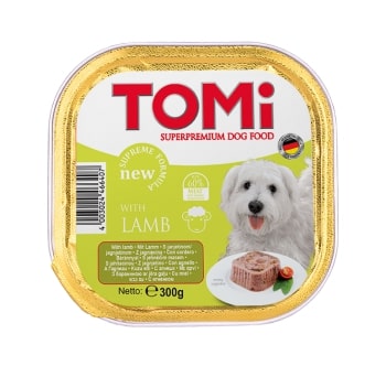 TOMI KÖPEK KUZU ETLI PATE ALÜMINYUM YAŞ MAMA 300 GR (PATE) X 3 ADET