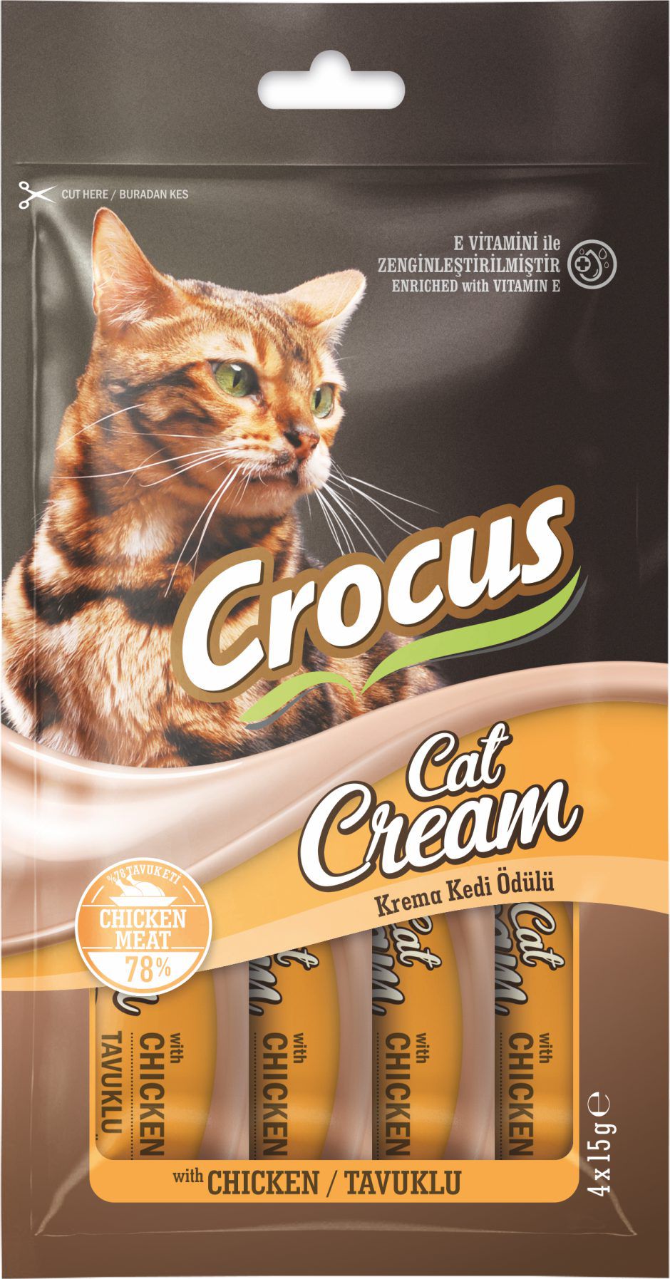 CROCUS TAVUKLU KREMA KEDI ÖDÜLÜ 4 X 15 GR X 5 ADET