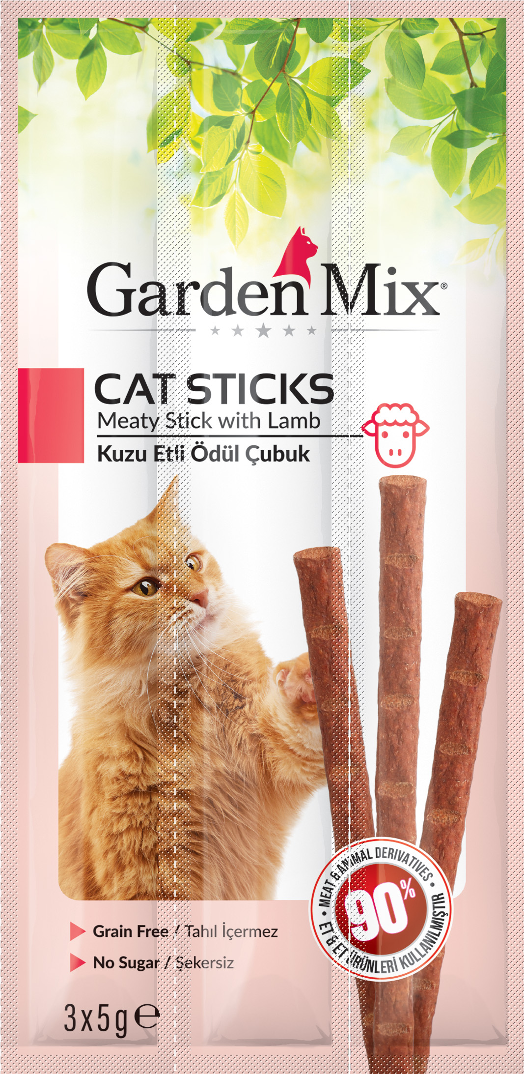 GARDENMIX KUZU ETLI KEDI STICK ÖDÜL 3 X 5G X 5 ADET
