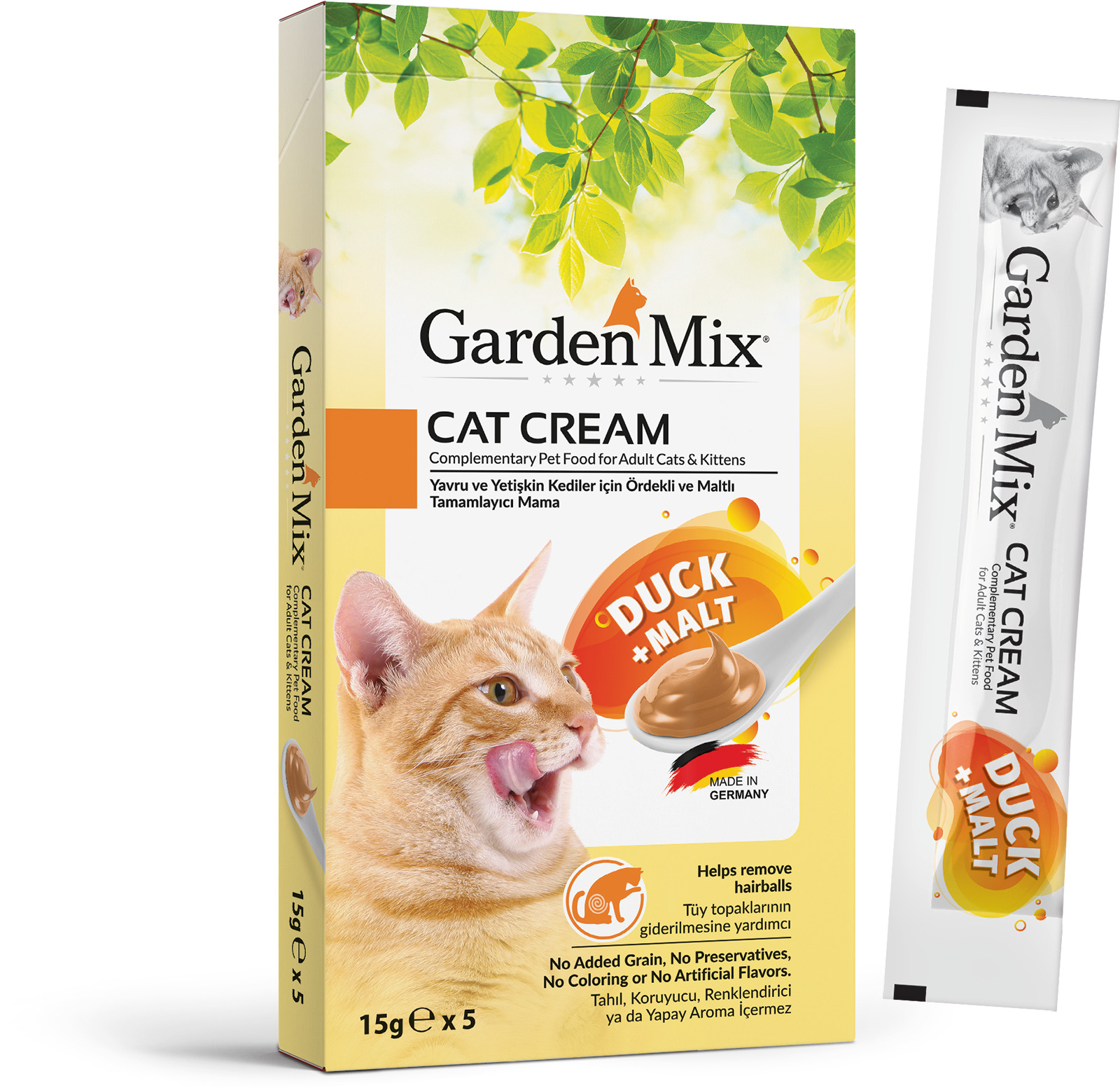 GARDEN MIX KEDI KREMASI ÖRDEK+MALT 5 X 15 GR X 3 ADET