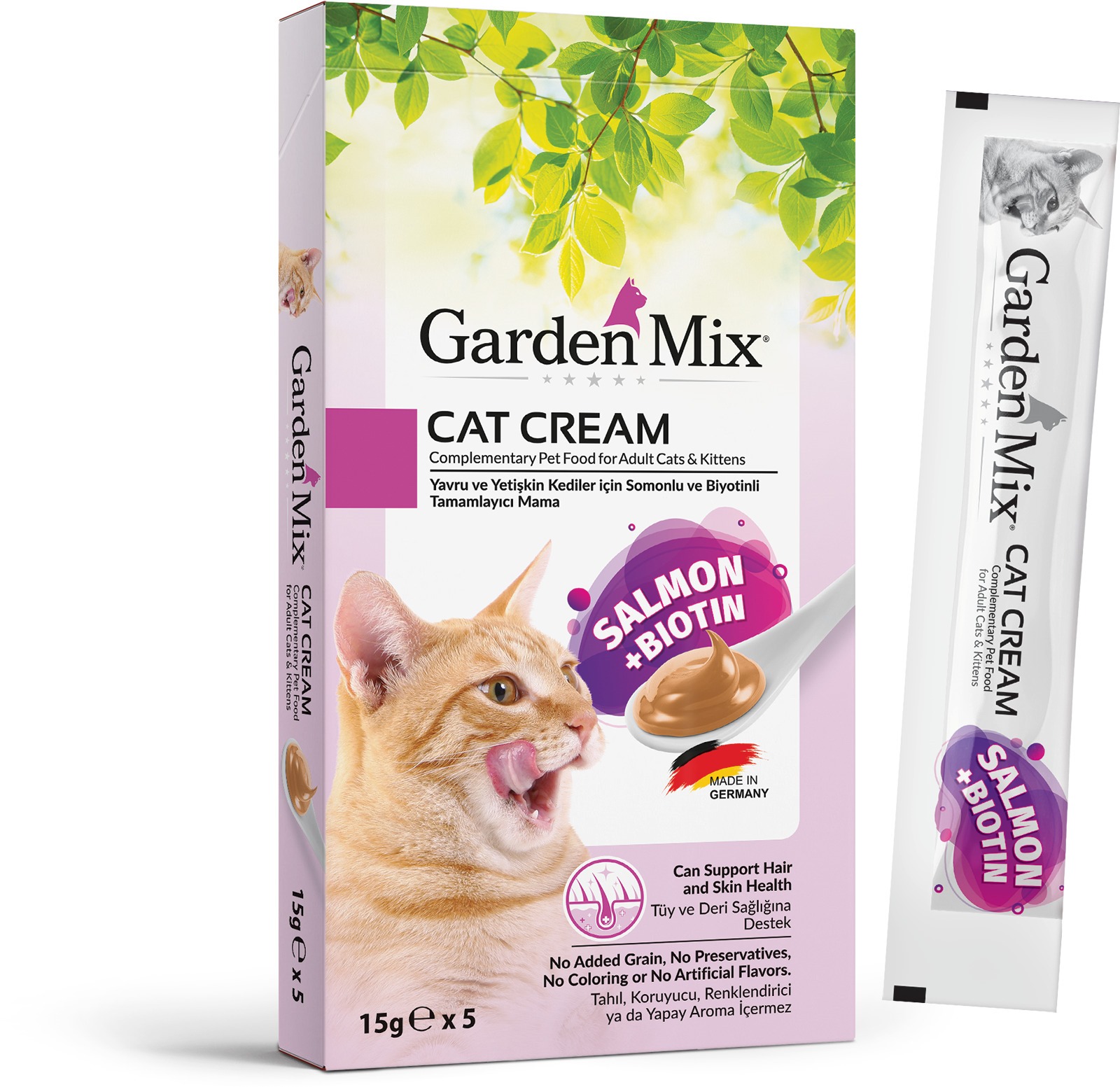GARDEN MIX KEDI KREMASI SOMON+BIOTIN 5 X 15 GR X 3 ADET