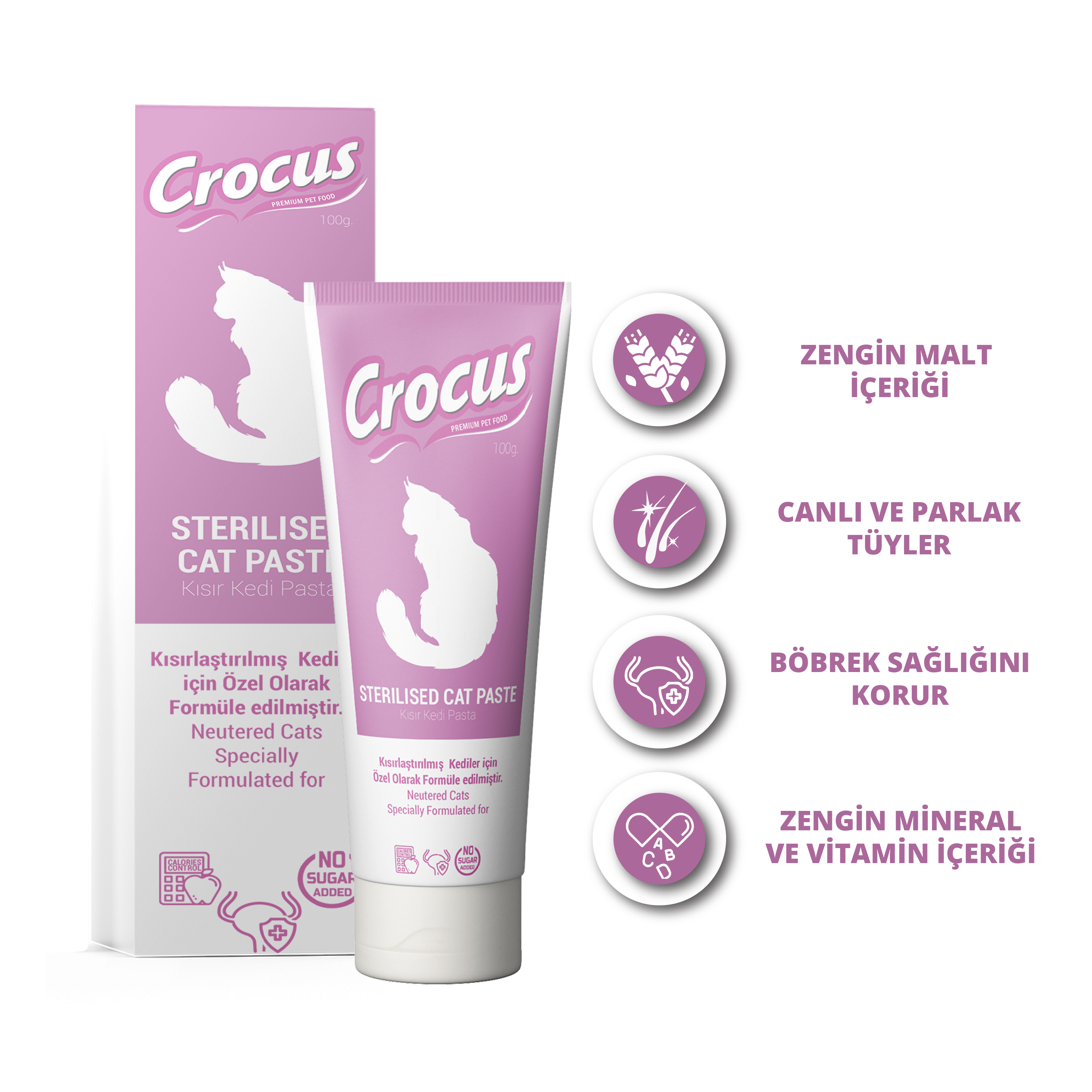 CROCUS KEDI STERILISED MALT MACUNU 100 GRAM X 2 ADET