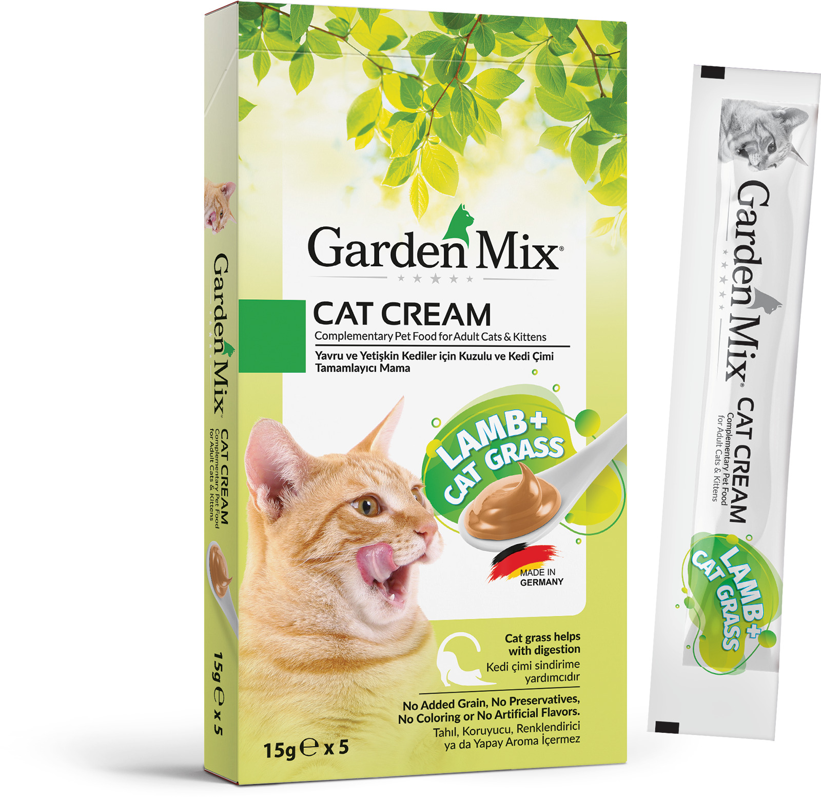 GARDEN MIX KEDI KREMASI KUZU KEDI OTU 5 X 15 GR X 3 ADET