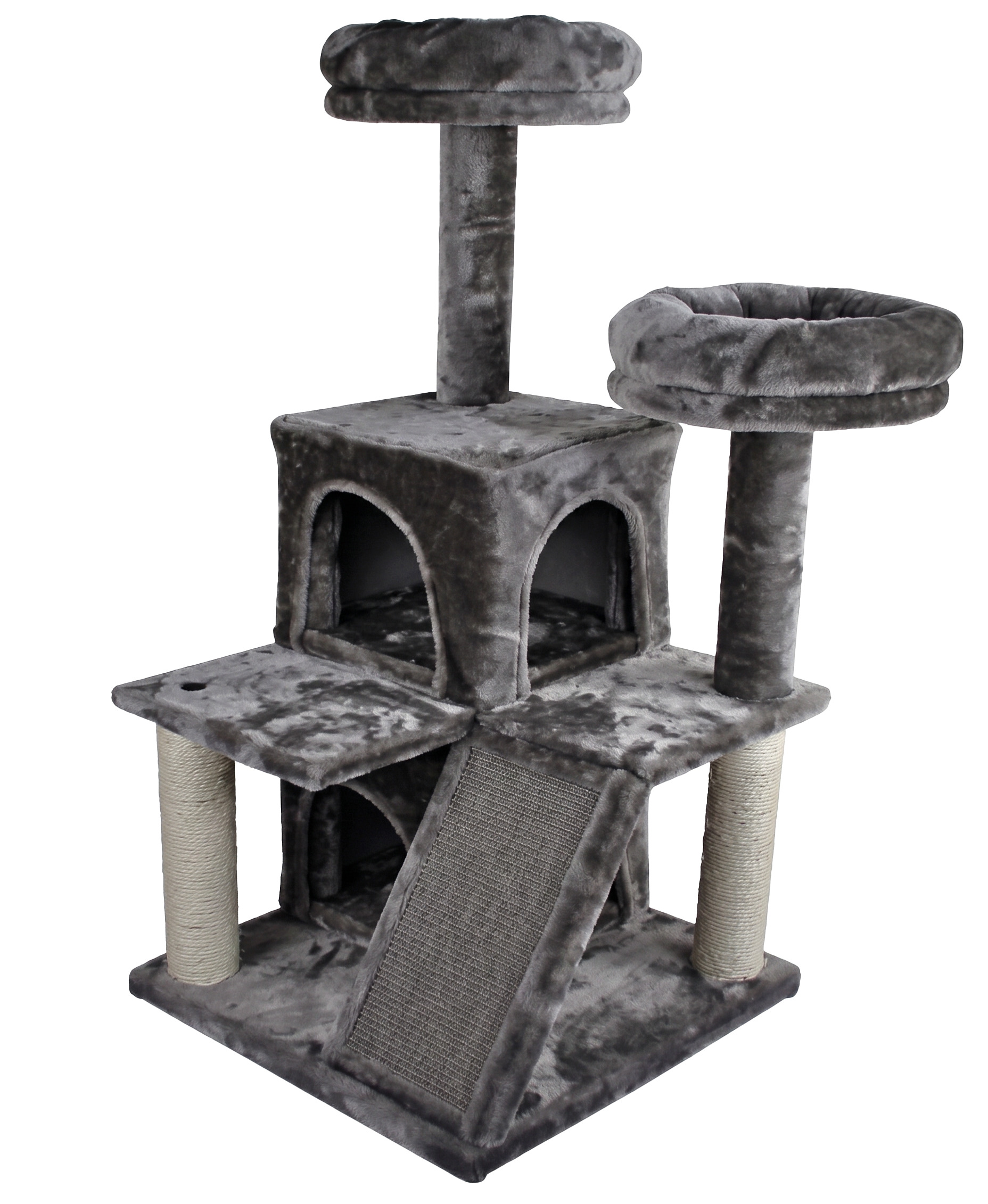 Tommy Çok Katlı Lüks Kedi 50x50x116 Evli Tırmalama Gri