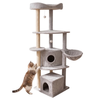 Tommy Çok Katlı Lüks Kedi Evli Tırmalama Gri 50*50*158
