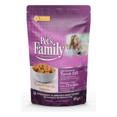 Pets Famıly Pouch Yavru Kedi Tavuklu Jöleli 85g