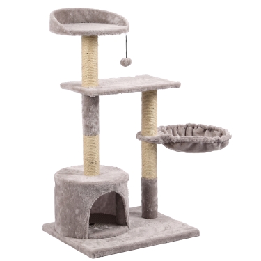 Tommy Çok Katlı Lüks Kedi Evli Tırmalama Gri 46*46*116