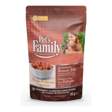 Pets Famıly Pouch Yetişkin Kedi Somonlu Jöleli 85g