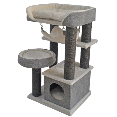 Tommy Çok Katlı Lüks Kedi Evli Tırmalama Gri 48*40*90