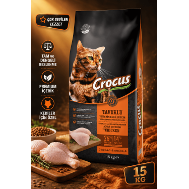 Crocus Tavuk Etli Yetişkin Kedi Maması 15 Kg