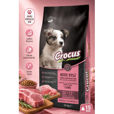 Crocus Kuzu Etli Pirinçli Yavru Köpek Maması 15 Kg