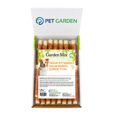 Garden Mıx Tavuk Eti Sargılı Kalın Burgu Çubuk  11cm 1,5 Kg