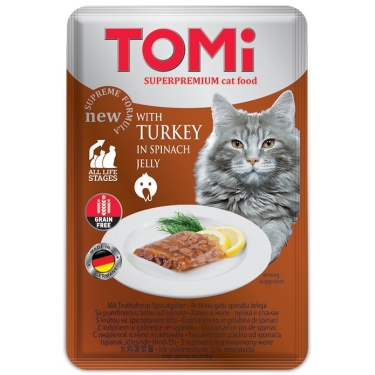 Tomi Kedi Hindi & Ispanak Tahılsız Pouch Mama 100gr (pate)