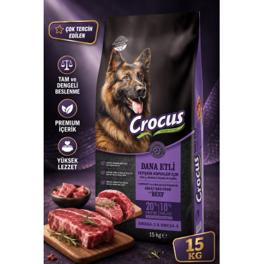 Crocus Biftekli Pirinçli Yet. Köpek Maması 15 Kg
