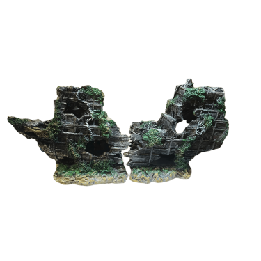 Dophin Batık Gemi M Boy 2 Parça Akvaryum Dekoru