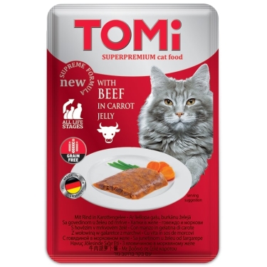 Tomi Kedi Dana Eti Ve Havuç Tahılsız Pouch Mama 100gr(pate)