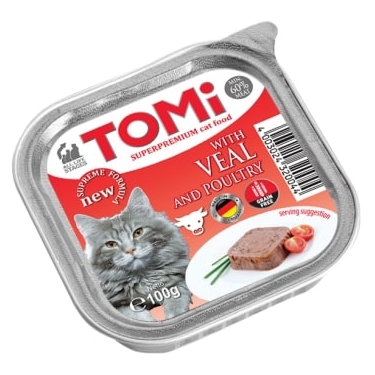 Tomi Kedi Dana Etli Ve Kümes Hayvanlı Alüminyum Yaş Mama 100gr (pate)