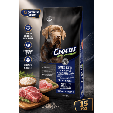 Crocus Kuzu Etli Pirinçli Yet. Köpek Maması 15 Kg