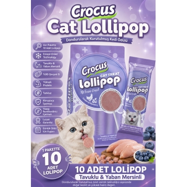 Crocus Tavuklu Ve Yaban Mersinli Kedi Lolipop