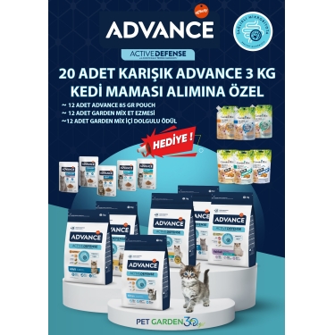 20 ADET KARIŞIK ADVANCE 3 KG KEDİ MAMASI ALIMINA ÖZEL