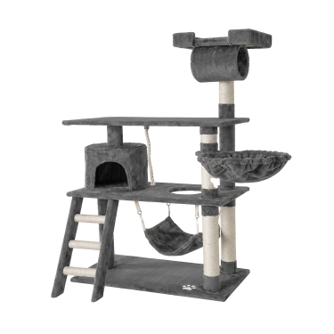 Tommy Çok Katlı Lüks Kedi Evli Tırmalama Gri 75*40*141