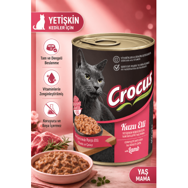 Crocus Yetişkin Kedi Kuzu Etli Yaş Mama 400g